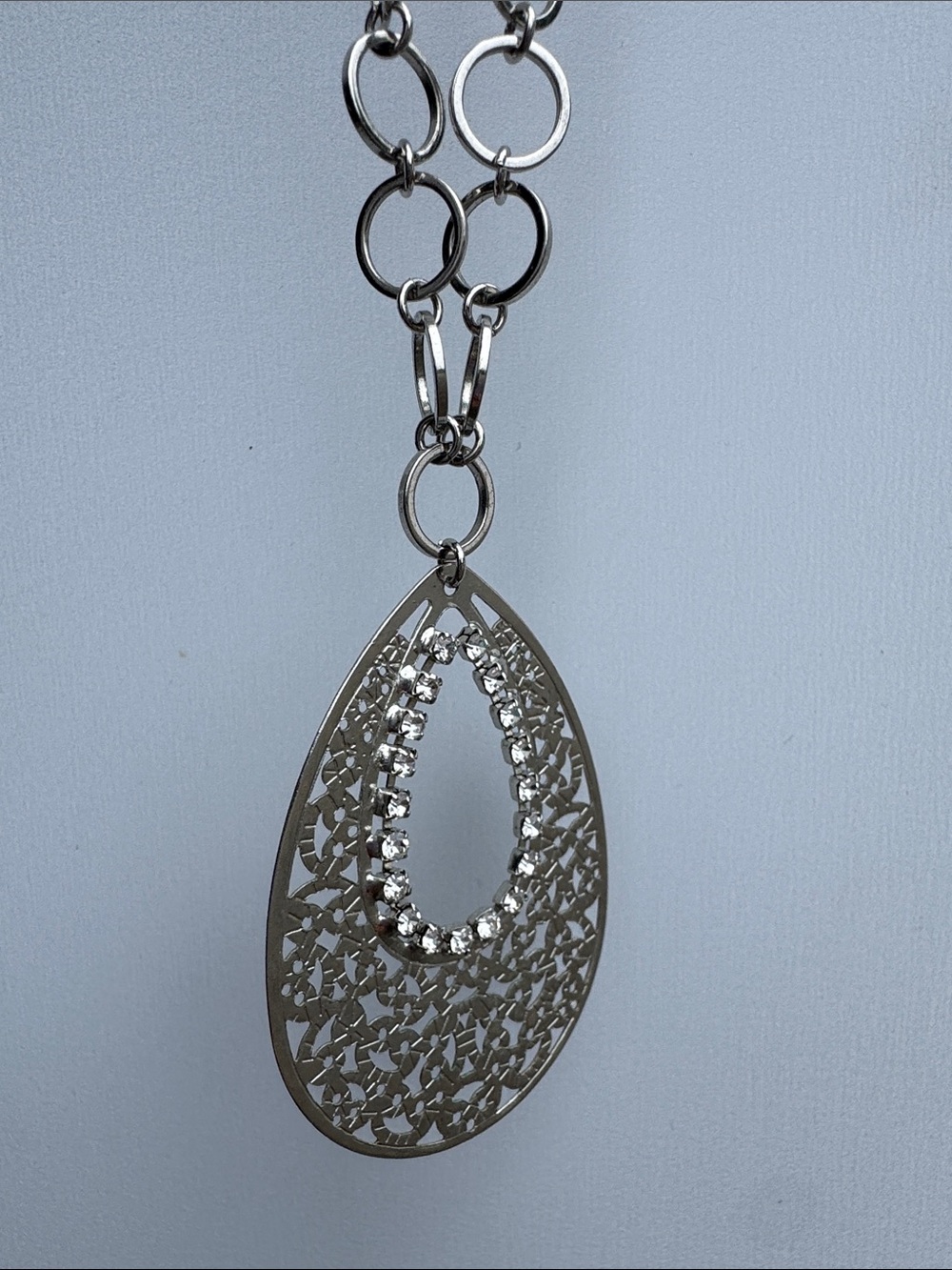 Silver Necklace with Intricate Pendant